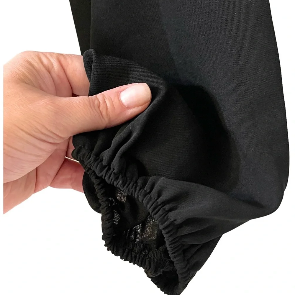 ❤️ NWOT! Black Pleated Ruffle Trim Long-sleeved Maxi Dress - Picture 4 of 6